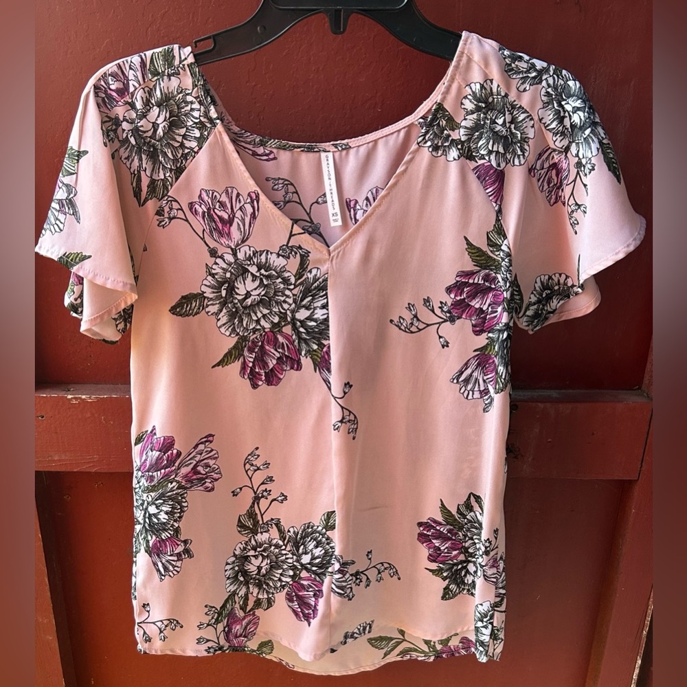 Grayson Threads Pink Floral Blouse